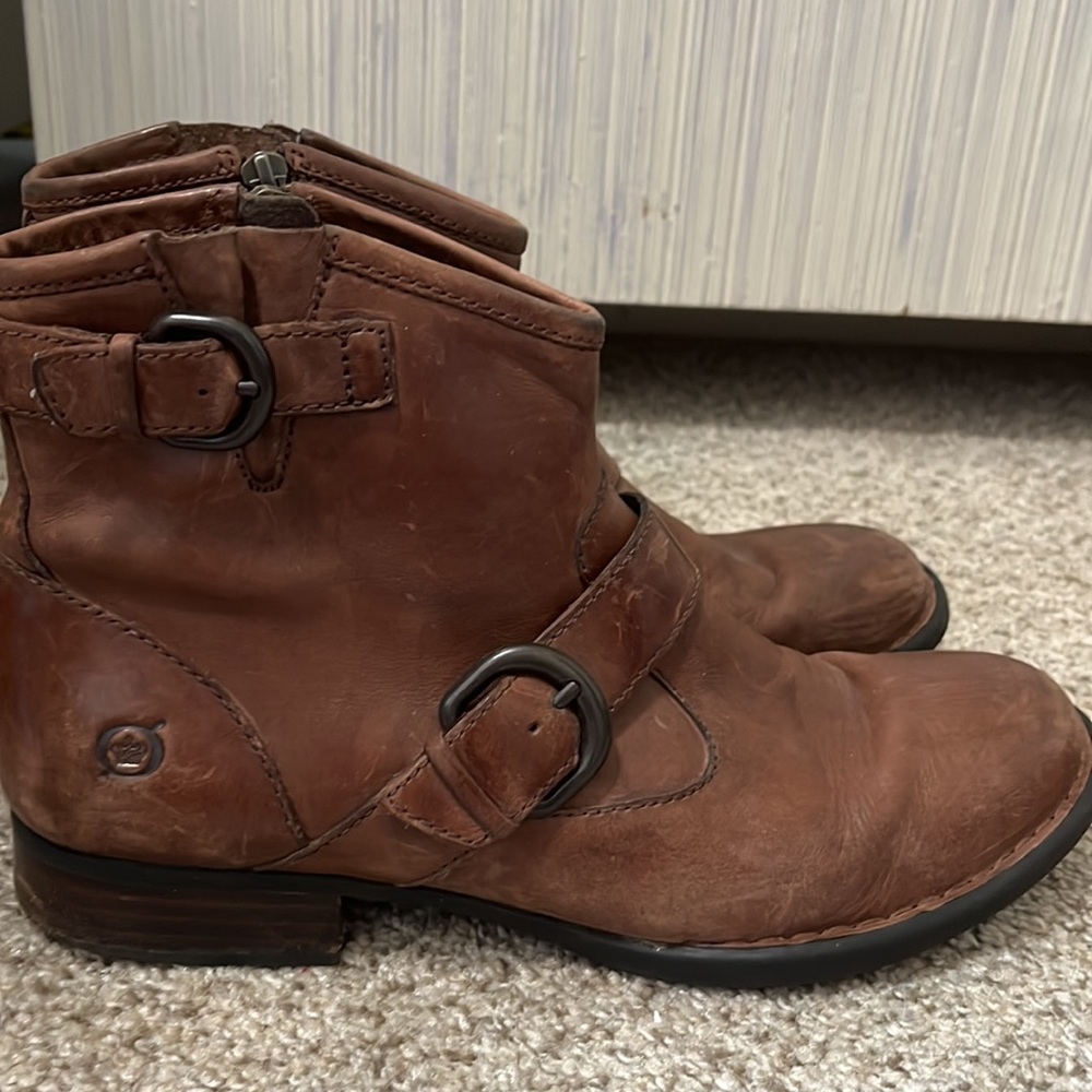 Born Brown Buckle Ankle Boots